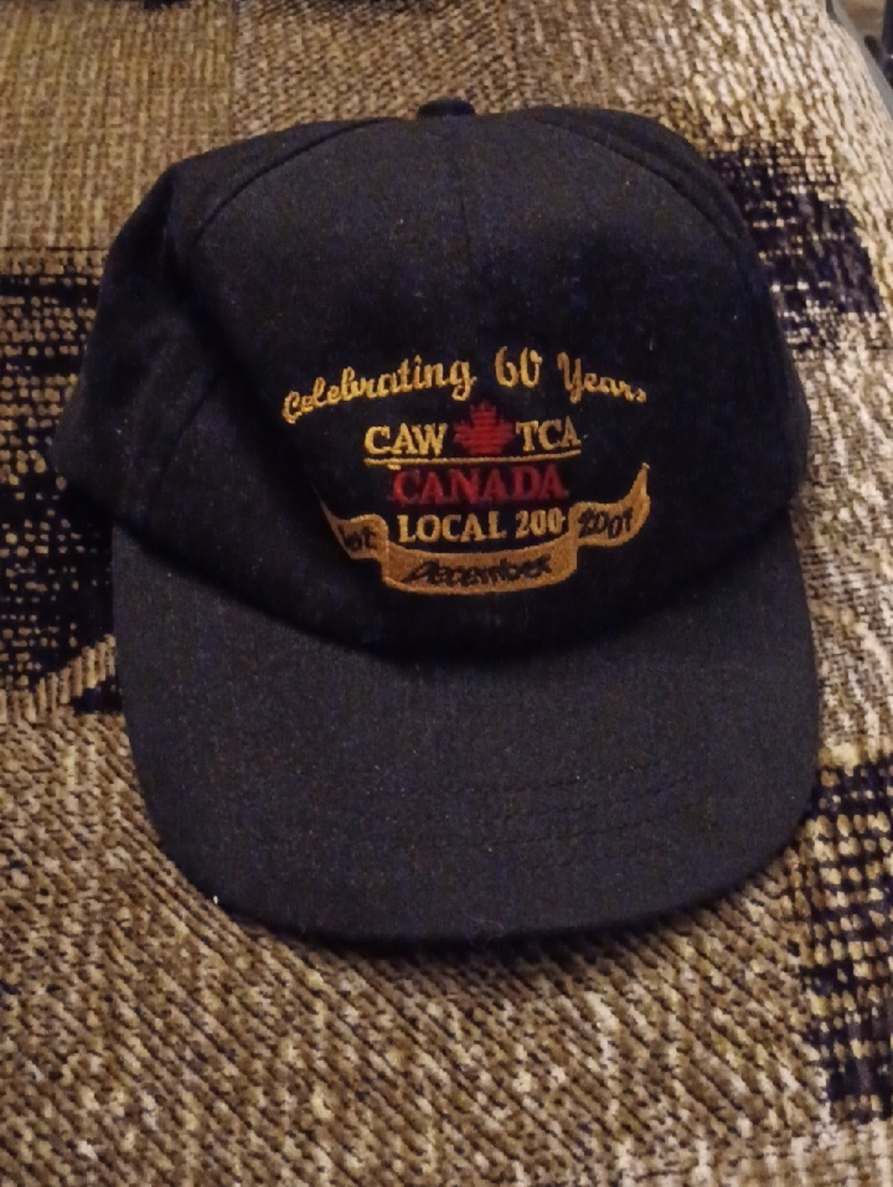4/$80 New Black CAW Cap with Gold & Red Embroidered Accent - Adult O/S